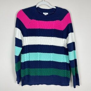 NWT Crown & Ivy Stripe Cotton Long Sleeve Pullover Sweater Size Womens Small